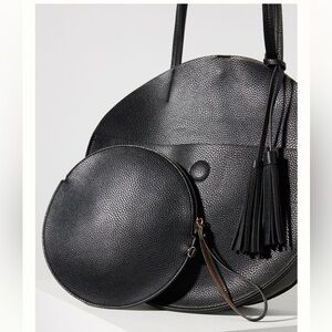 Anthropologie Remi/Reid Alison black circle tote with wristlet, shoulder strap